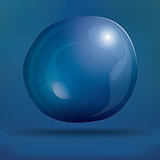Transparent Soap Bubble on Blue Background