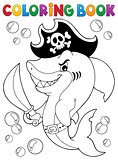 Coloring book pirate shark topic 1