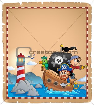 Parchment with pirate boat theme 1