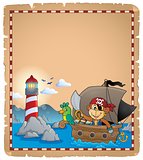 Parchment with pirate monkey on boat