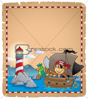 Parchment with pirate monkey on boat