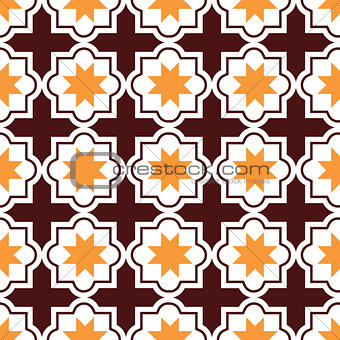 Moroccan tiles design, seamless brown and orange pattern, geometric background