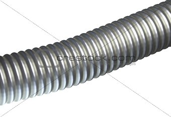 metal ribbed hose isolated on white background 3d illustration