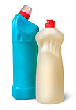 Two plastic bottles of disinfectant near