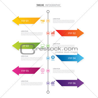 Modern 6 step infographic design template.Vector can be used for