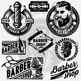 Set of templates for barbershop. Barbershop logo, vector illustration.