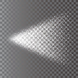 Transparent spray of fine white particles on background. 3d vector illustration