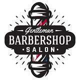 Logo for barbershop with barber pole in vintage style