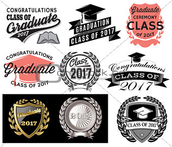 Graduation vector set Class of 2017 Congrats grad Congratulations Graduate