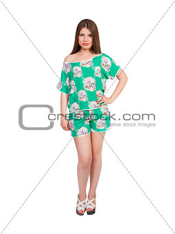 young beautiful caucasian woman on white background