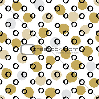 Two color textured polka dot background, seamless vector pattern.