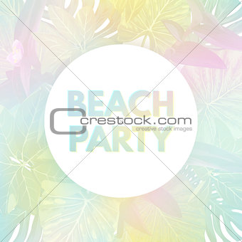 Light vector hawaiian background with palm leaves and exotic tropical plants.