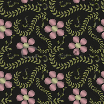 Embroidery trendy floral seamless pattern. Flowers ornament endless background, texture. Vector illustration.