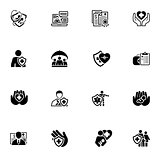 Insurance and Medical Services Icons Set.