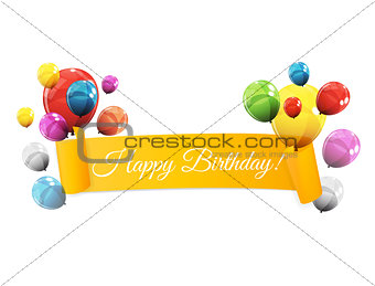 Color Glossy Balloons Birthday Background Vector Illustration