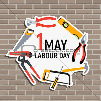 1 May Labour Day Poster or Banner. Vector Illustration