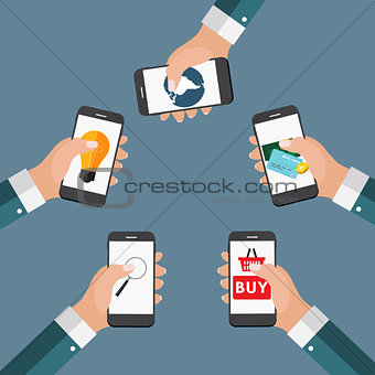 Mobile Apps Concept Online Business, Shopping, E-Commerce in Mod