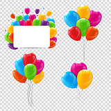 Set, Bunches and Groups of Color Glossy Helium Balloons Isolated