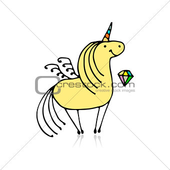 Magic unicorn, sketch for your design