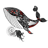 Graphic card with an ornamental whale