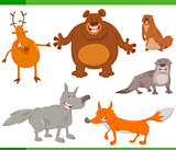 happy wild animal characters set