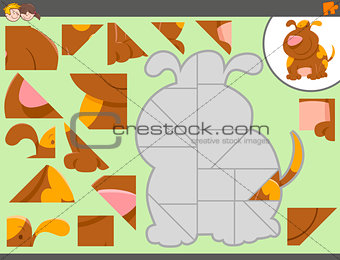 jigsaw puzzle activity with dog