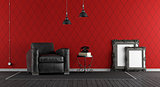 Black and red classic living room