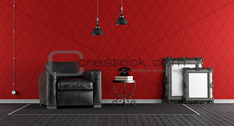 Black and red classic living room