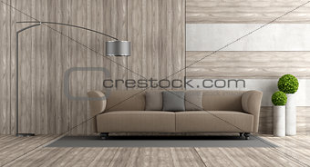 Wooden and concrete living room