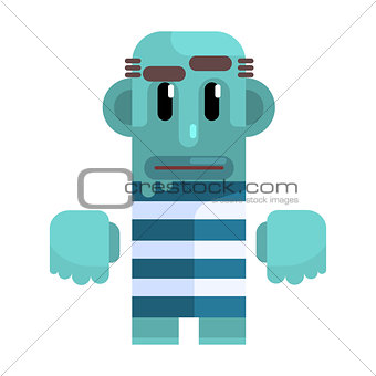 Bold Tramp With Blue Skin In Stripy Marine Top, Revolting Homeless Person, Dreg Of Society, Pixelated Simplified Male Vagabond Character
