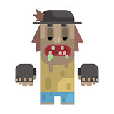 Drooling Tramp In Stained T-shirt And Hat, Revolting Homeless Person, Dreg Of Society, Pixelated Simplified Male Vagabond Character
