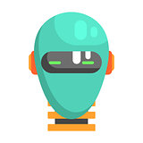 Android Head Facing Portrait, Part Of Futuristic Robotic And IT Science Series Of Cartoon Icons