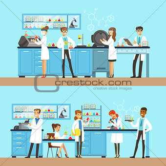 Chemists In The Chemical Research Laboratory Doing Experiments And Running Chemical Tests