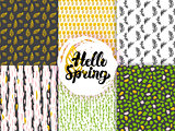 Nature Spring Trendy Seamless Patterns
