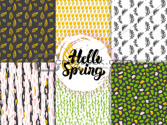 Nature Spring Trendy Seamless Patterns