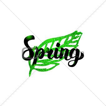 Spring Green Leaf Inscription
