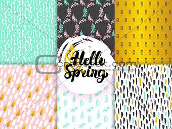 Spring Funky Seamless Patterns
