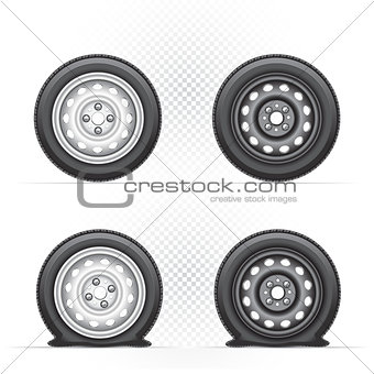 Inflated and deflated wheel