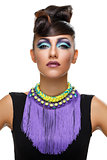 Beautiful girl with bright vivid purple make-up