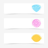 Vector banners with colorful lemon signs
