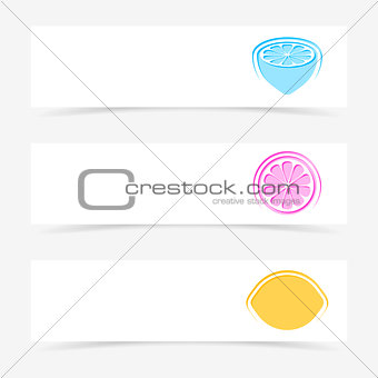 Vector banners with colorful lemon signs