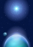Space Background with Planet and Sun