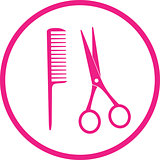 icon with scissors and comb