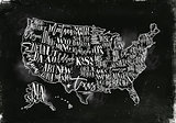 Map USA vintage chalk