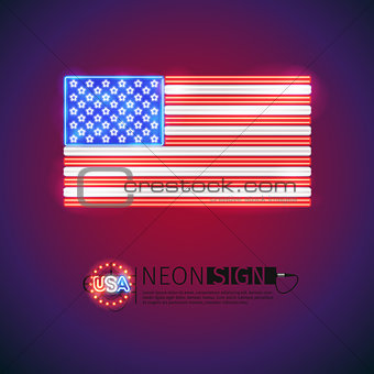 Neon Sign USA Flag
