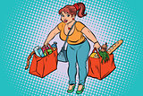 Young woman with grocery shopping