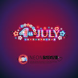 Glowing Neon 4th July Sign