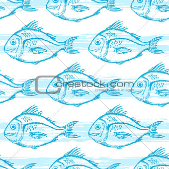 Pattern with blue fish