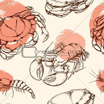 Seamless pattern with crab
