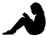 girl reading book, silhouette vector